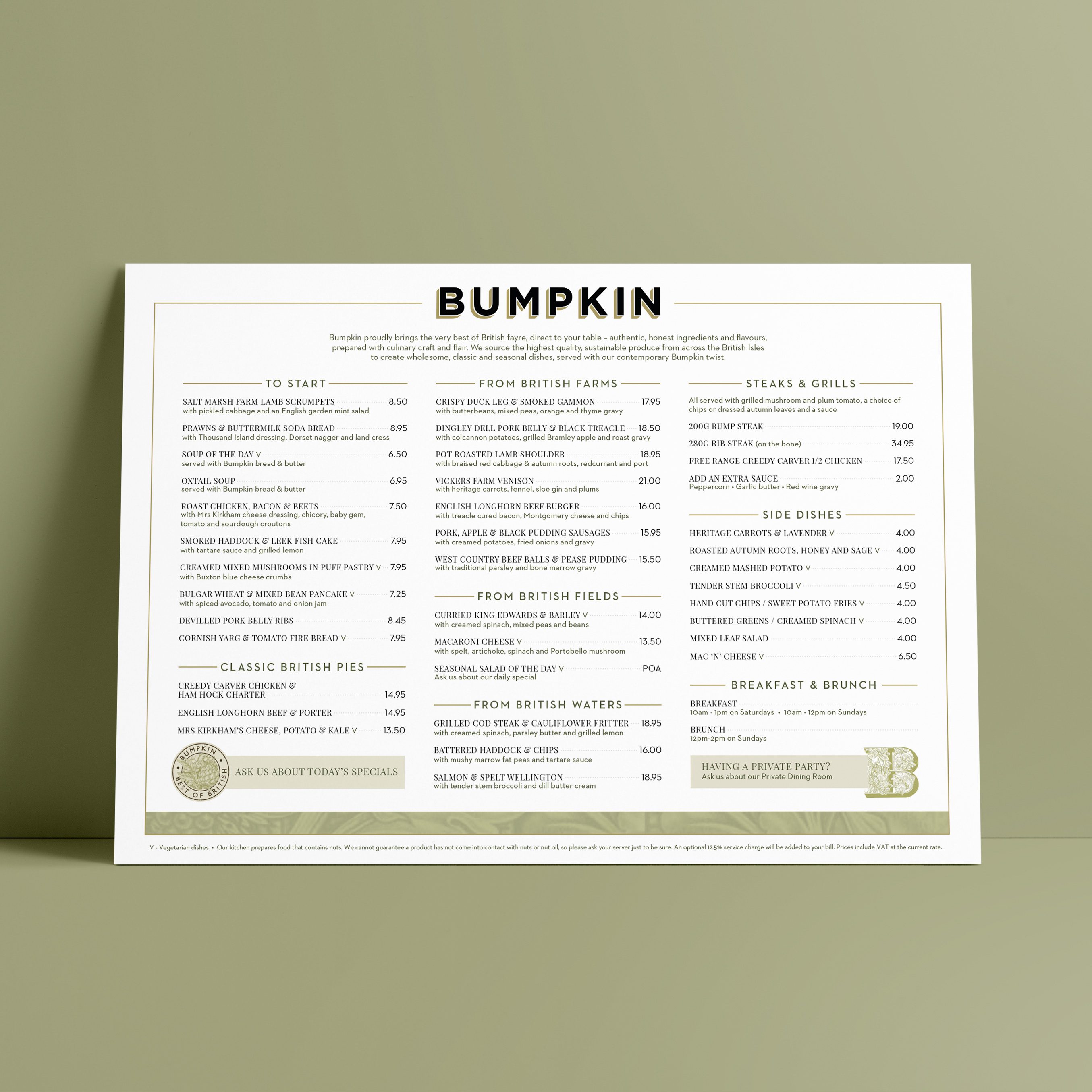 Restaurant menu design and artwork