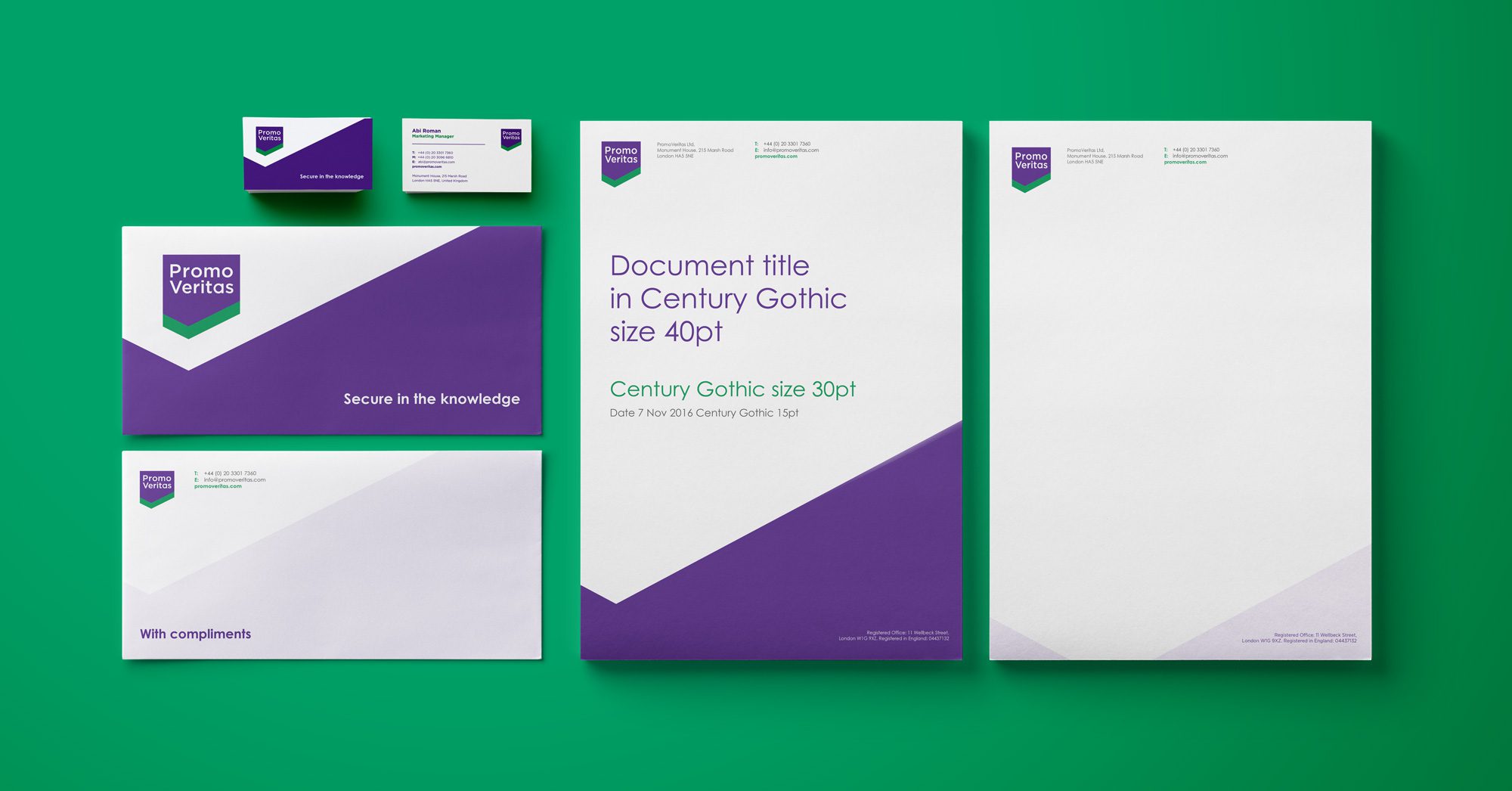 Stationery design and identity for PromoVeritas